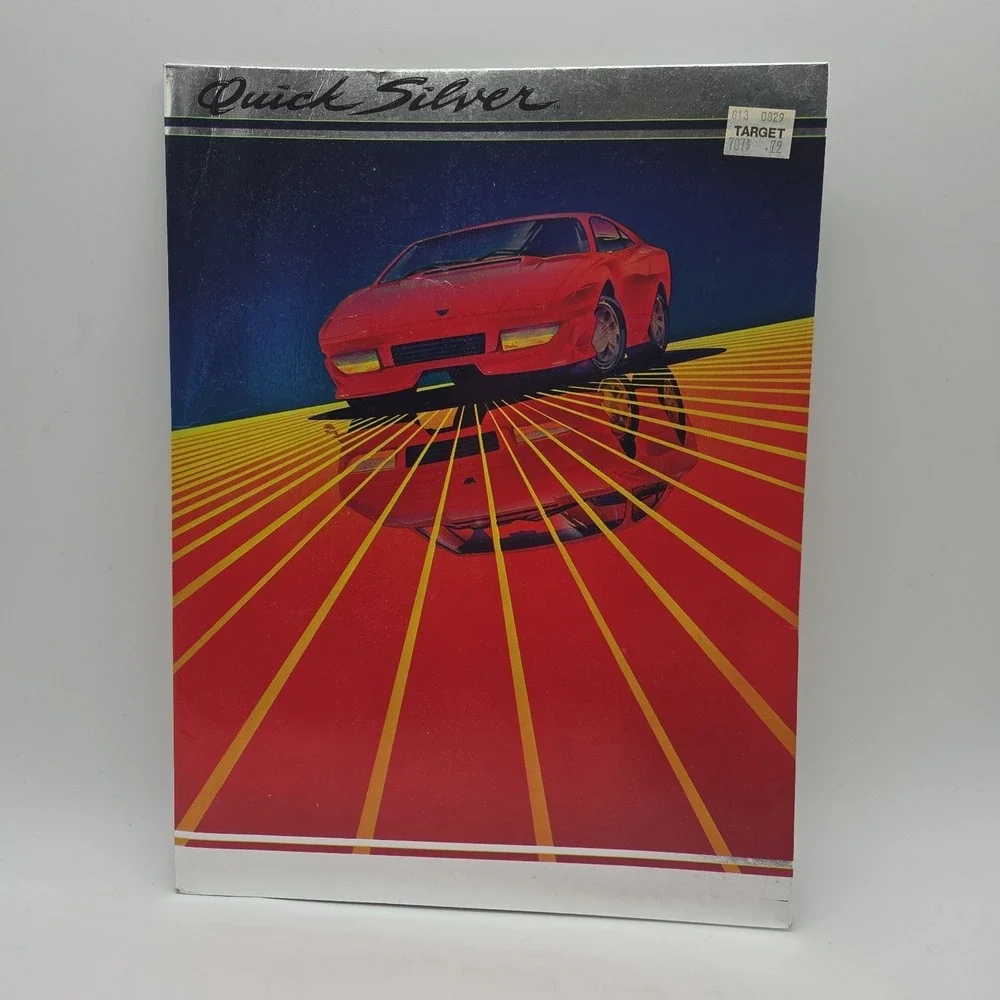 Shiny Vintage 1980s Mead Quick Silver Folders Rainbow Horse & Sports Car Retro